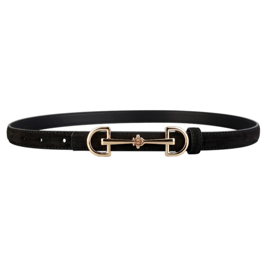 Golden Buckle Belt Black / One Size Apparel and Accessories