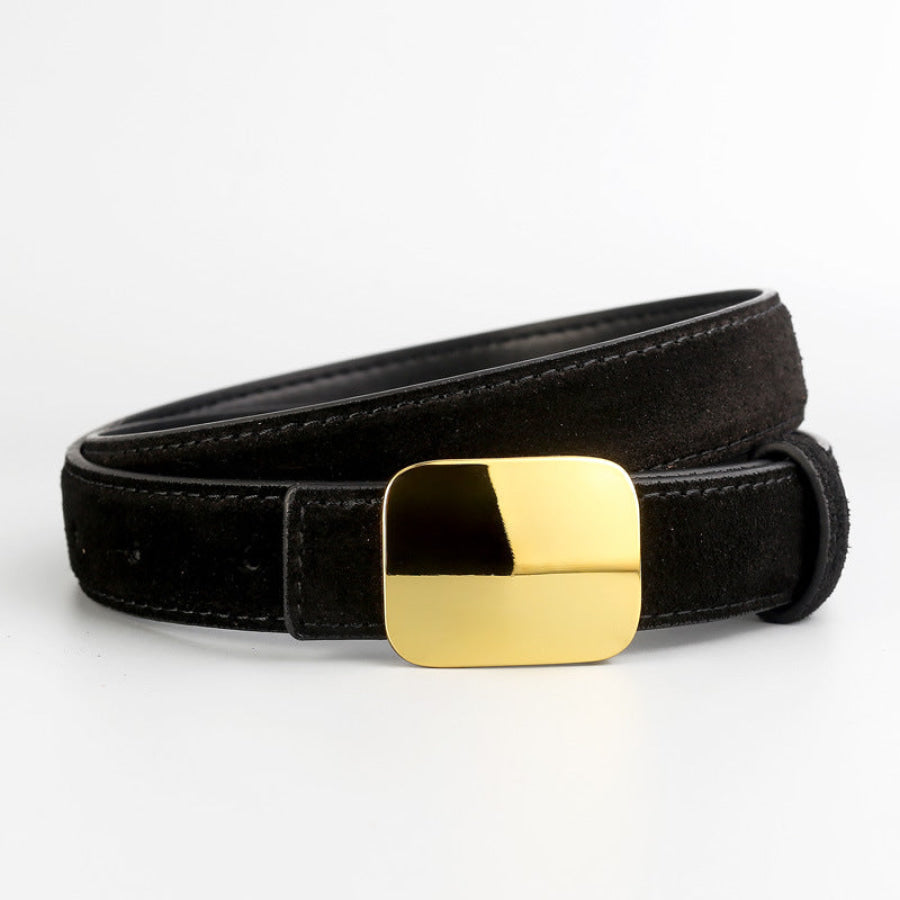 Golden Buckle Belt Black / One Size Apparel and Accessories
