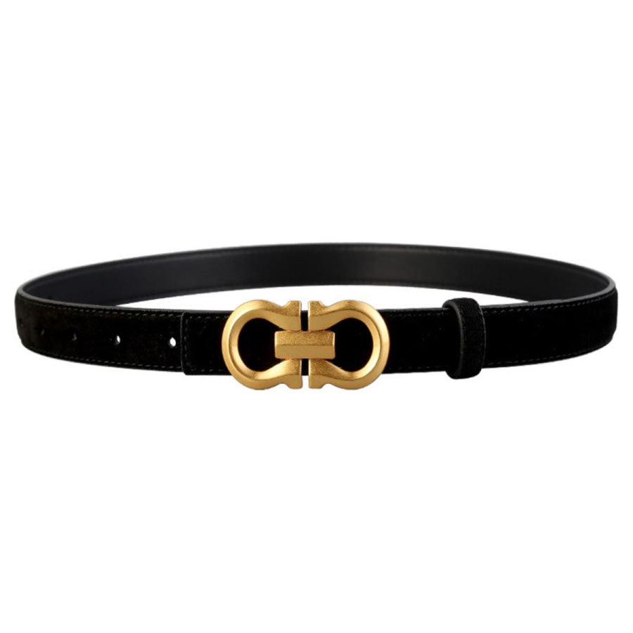 Golden Buckle Belt Black / One Size Apparel and Accessories
