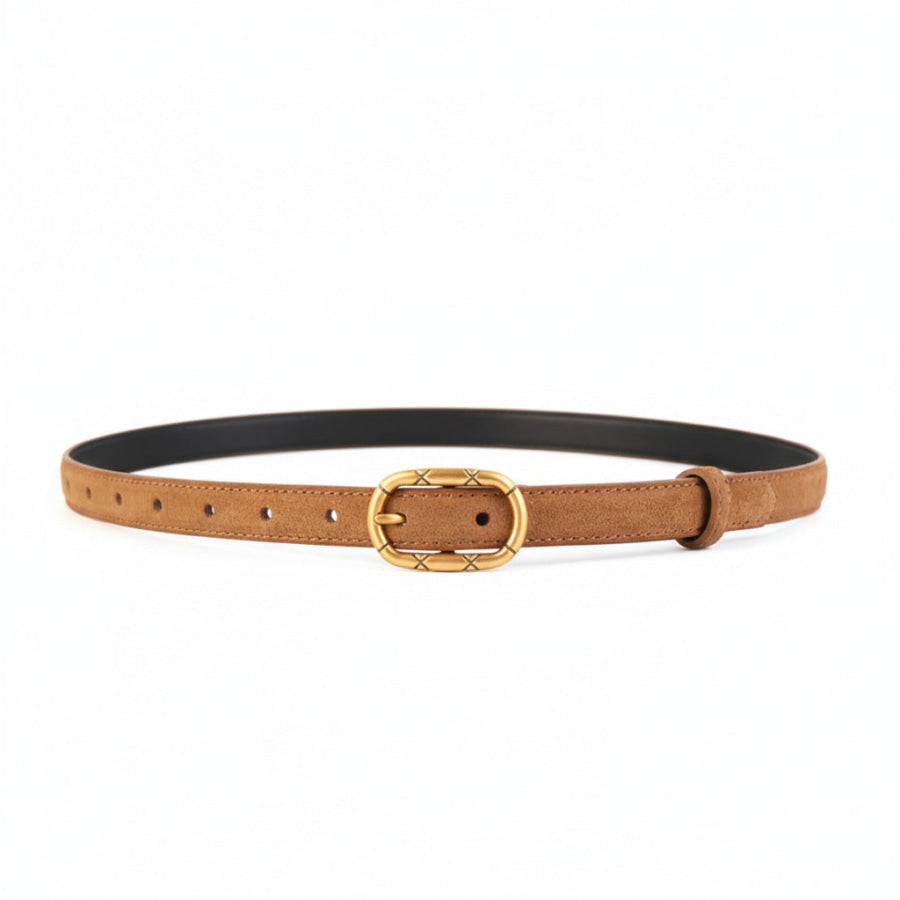 Golden Buckle Belt Brown / One Size Apparel and Accessories