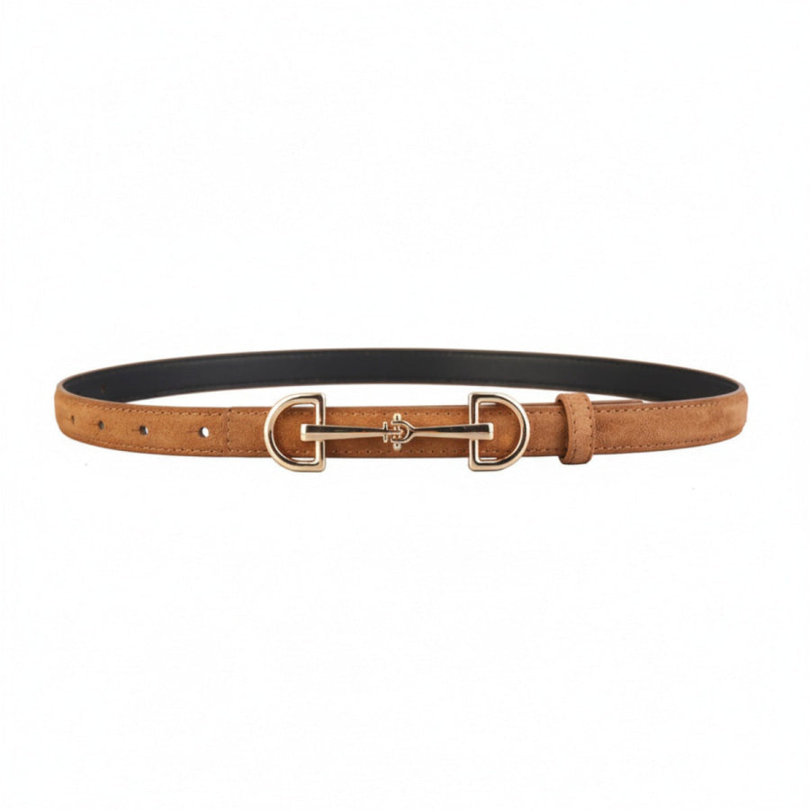 Golden Buckle Belt Brown / One Size Apparel and Accessories