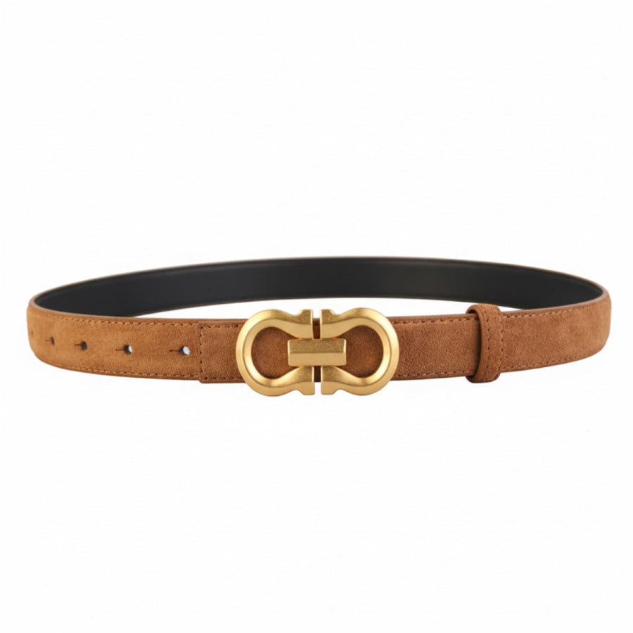 Golden Buckle Belt Brown / One Size Apparel and Accessories