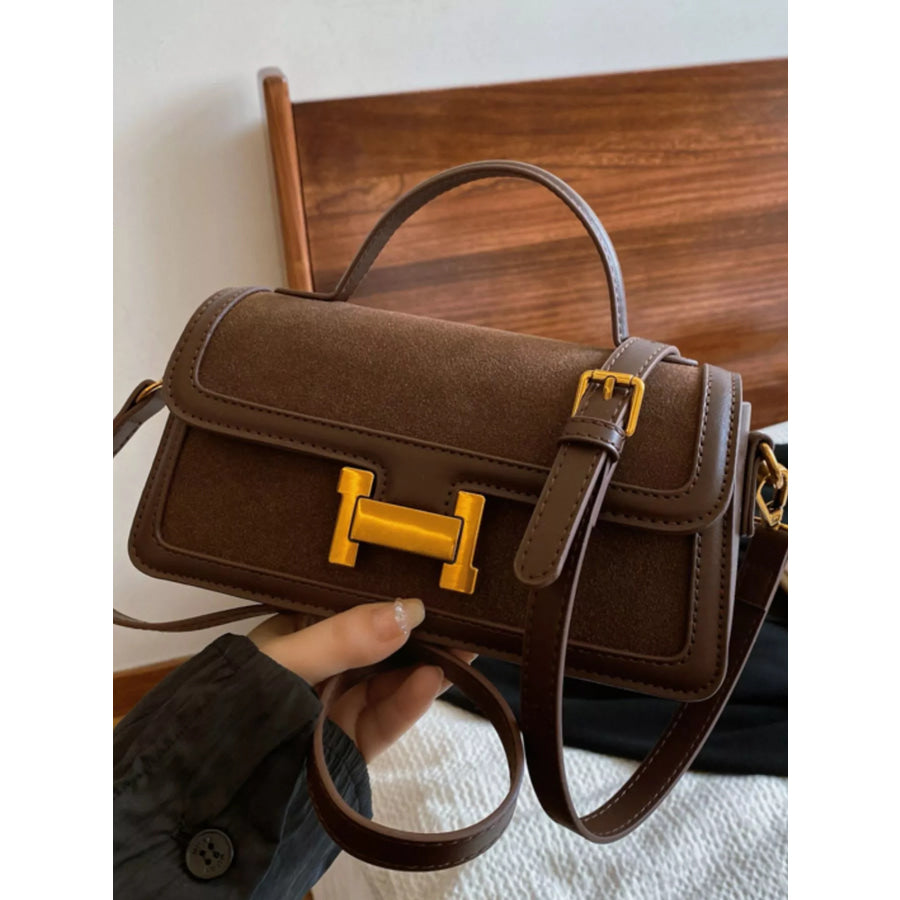 Golden Buckle Crossbody Bag Brown / ONESIZE Apparel and Accessories
