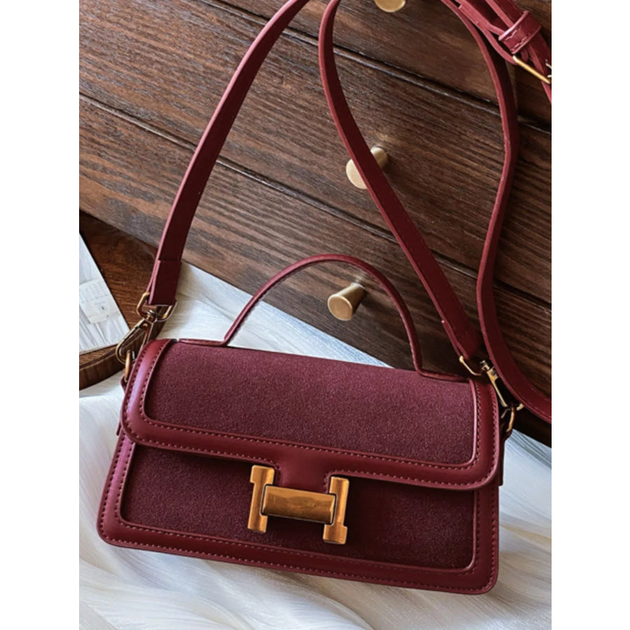 Golden Buckle Crossbody Bag Burgundy / ONESIZE Apparel and Accessories