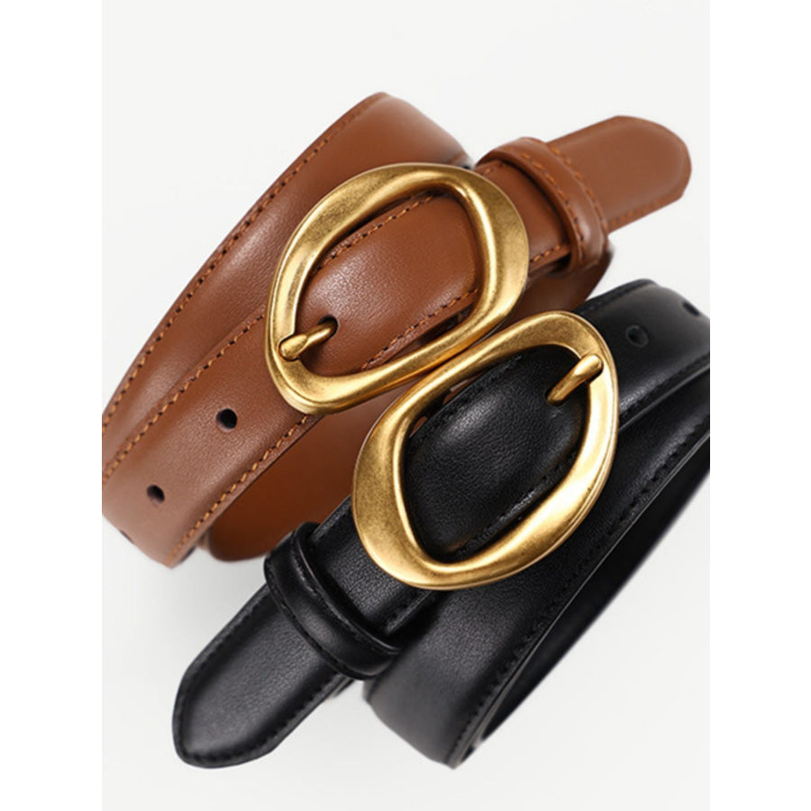 Golden Buckle Leather Belt Apparel and Accessories