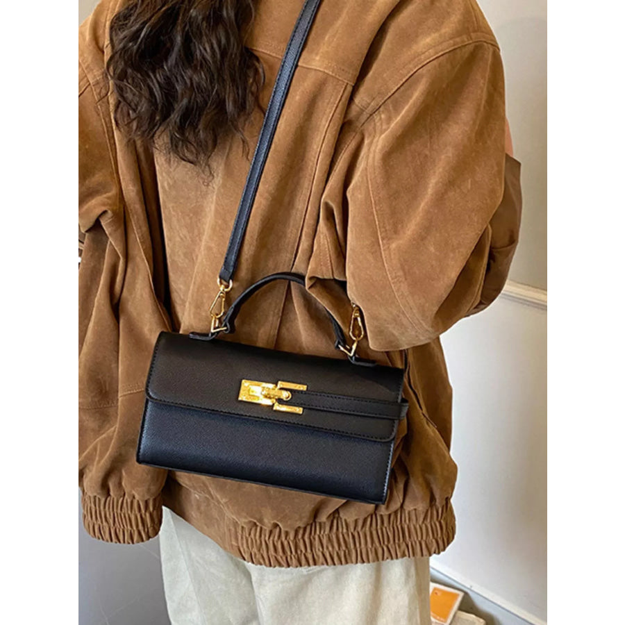 Golden Clasp Crossbody Bag Black / One Size Apparel and Accessories