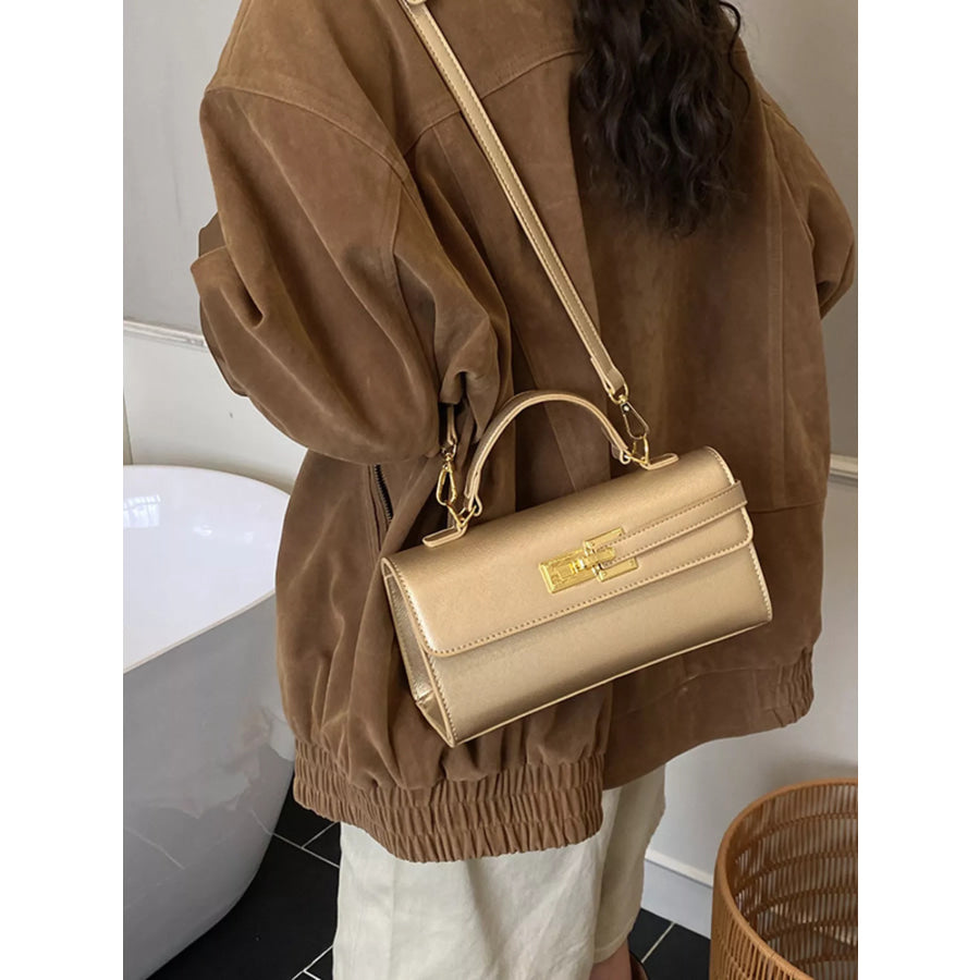 Golden Clasp Crossbody Bag Gold / One Size Apparel and Accessories