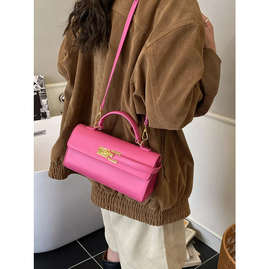 Golden Clasp Crossbody Bag Pink / One Size Apparel and Accessories