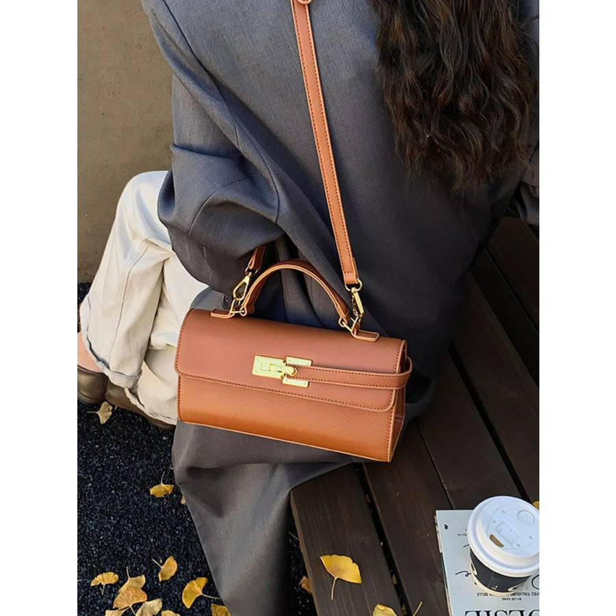 Golden Clasp Crossbody Bag Taupe / One Size Apparel and Accessories