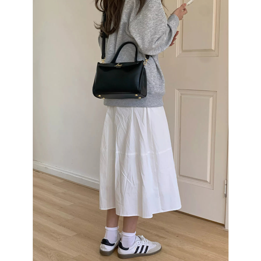 Golden Clasp Leather Crossbody Bag Apparel and Accessories