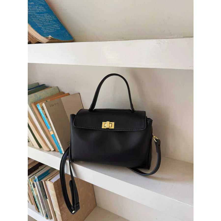 Golden Clasp Leather Crossbody Bag Apparel and Accessories