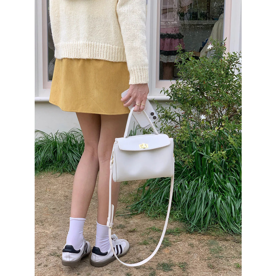 Golden Clasp Leather Crossbody Bag Apparel and Accessories