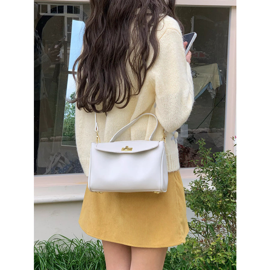 Golden Clasp Leather Crossbody Bag Apparel and Accessories