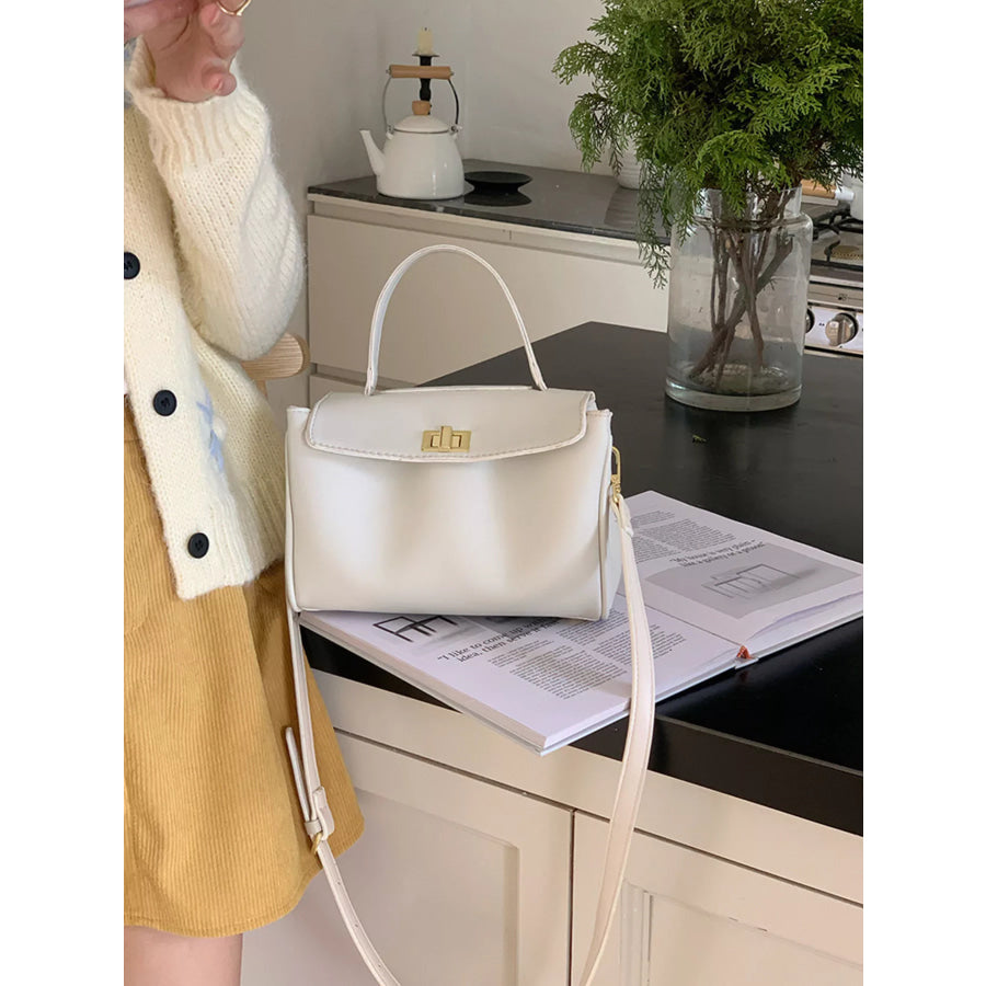 Golden Clasp Leather Crossbody Bag Apparel and Accessories
