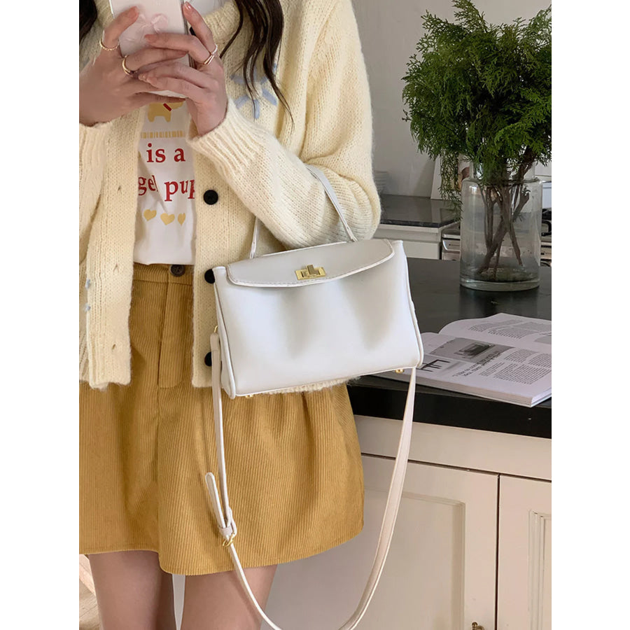 Golden Clasp Leather Crossbody Bag Apparel and Accessories