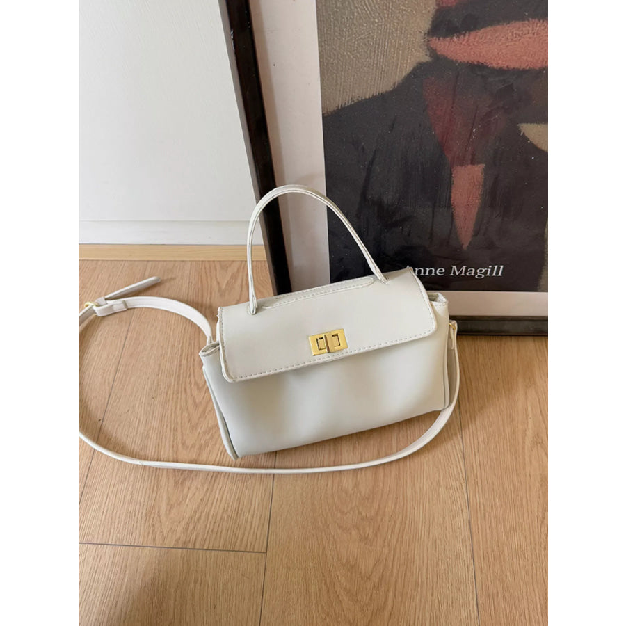 Golden Clasp Leather Crossbody Bag Apparel and Accessories