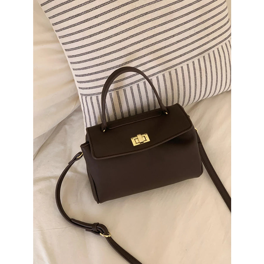 Golden Clasp Leather Crossbody Bag Apparel and Accessories