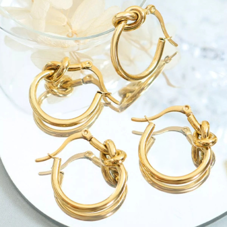 Golden Knot Hoop Earrings Gold / One Size Apparel and Accessories