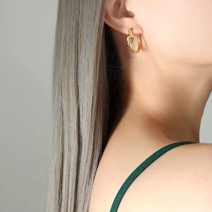 Golden Knot Hoop Earrings Gold / One Size Apparel and Accessories