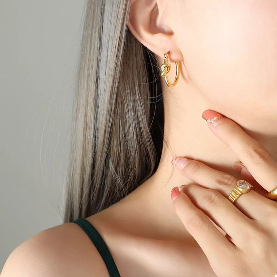 Golden Knot Hoop Earrings Gold / One Size Apparel and Accessories