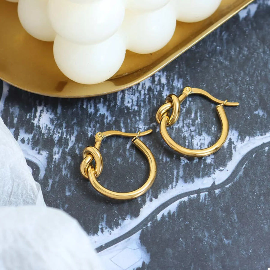 Golden Knot Hoop Earrings Gold / One Size Apparel and Accessories