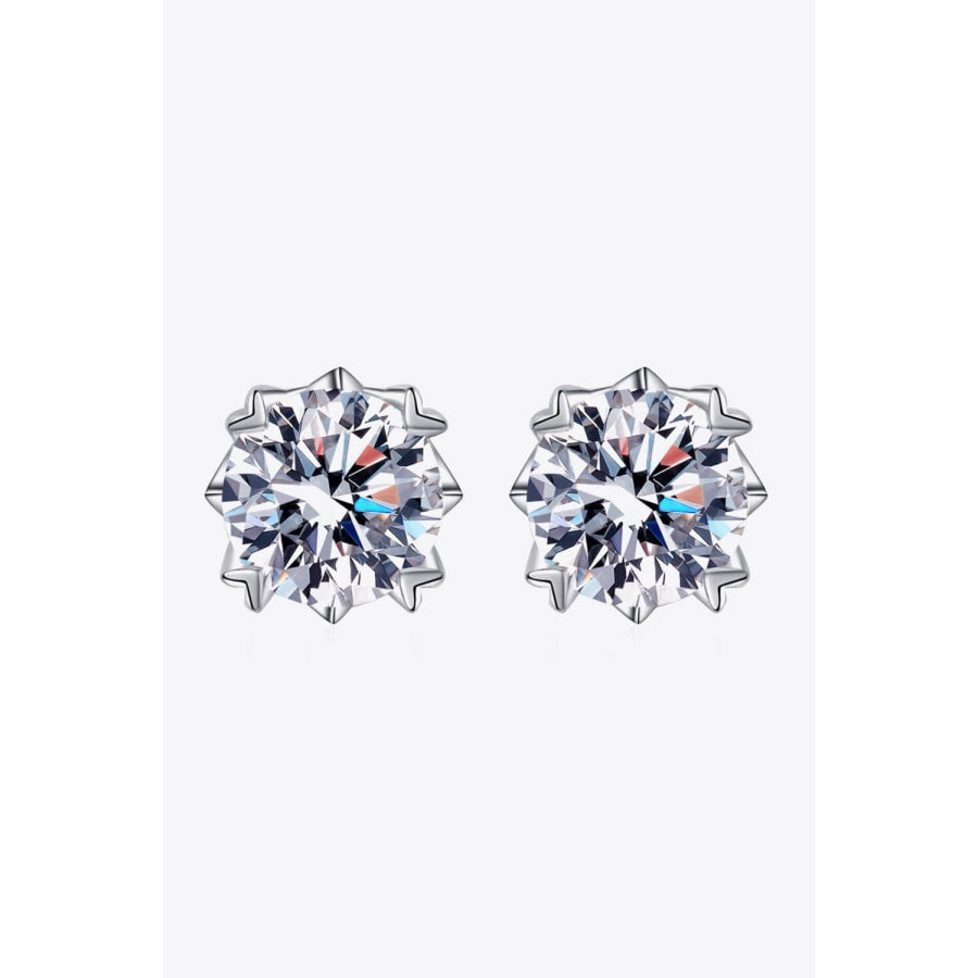 Good Day In My Mind Moissanite Stud Earrings Silver / One Size