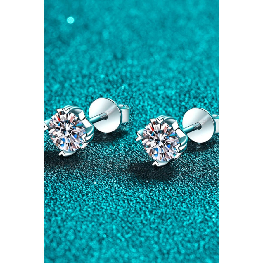 Good Day In My Mind Moissanite Stud Earrings Silver / One Size