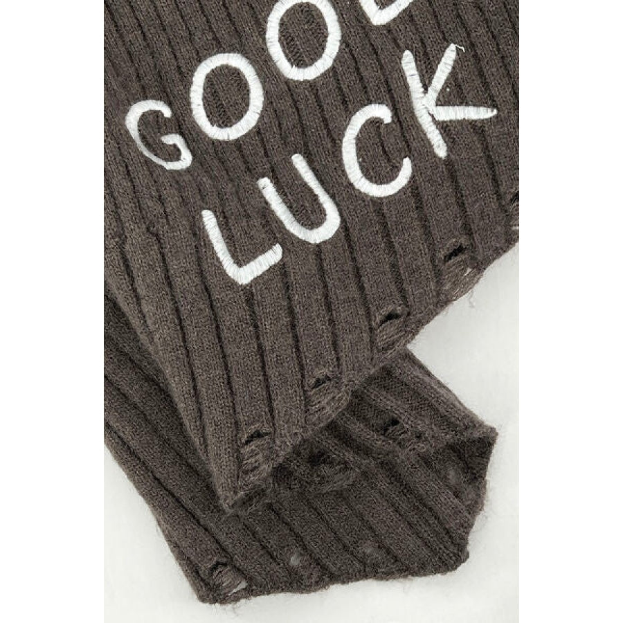 GOOD LUCK Distressed Off-Shoulder Sweater Apparel and Accessories
