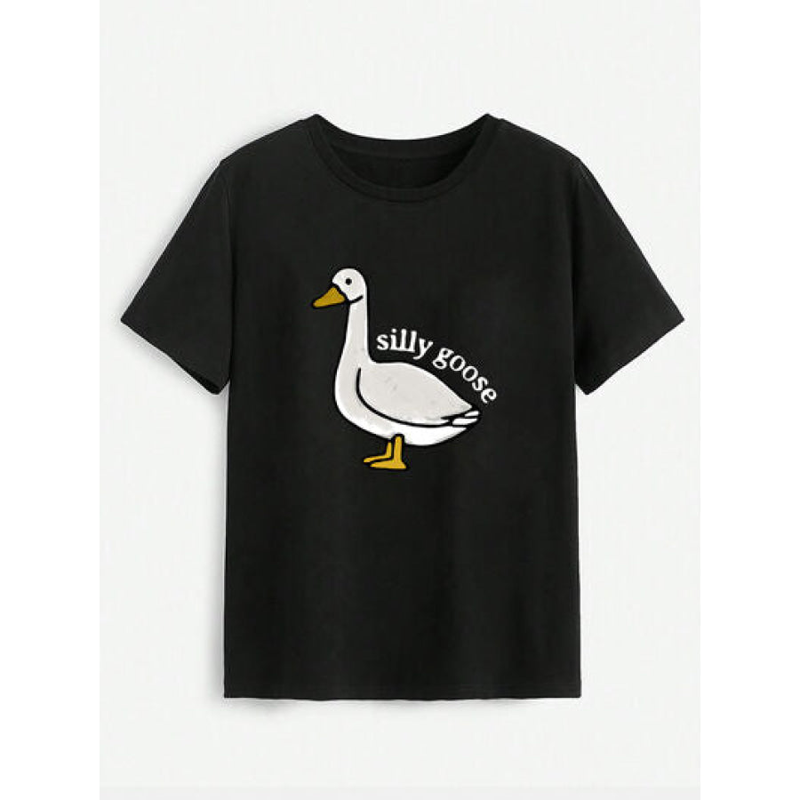 Goose Round Neck Short Sleeve T - Shirt Apparel and Accessories