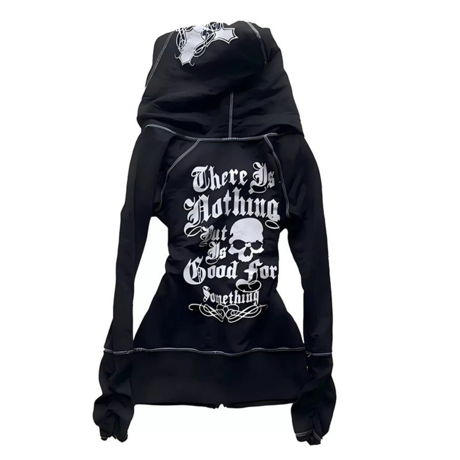 Gothic Cross Leopard Lined Zip-Up Hoodie Apparel and Accessories