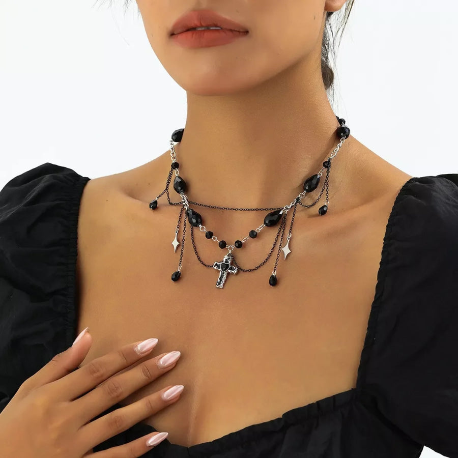 Gothic Cross Pendant Necklace Black / onesize Apparel and Accessories