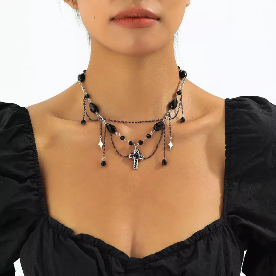 Gothic Cross Pendant Necklace Black / onesize Apparel and Accessories