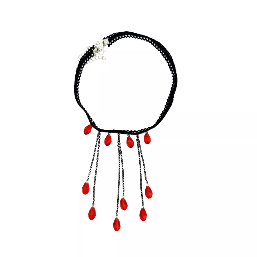 Gothic Lace Choker Necklace with Teardrop Dangle Charms Apparel and Accessories