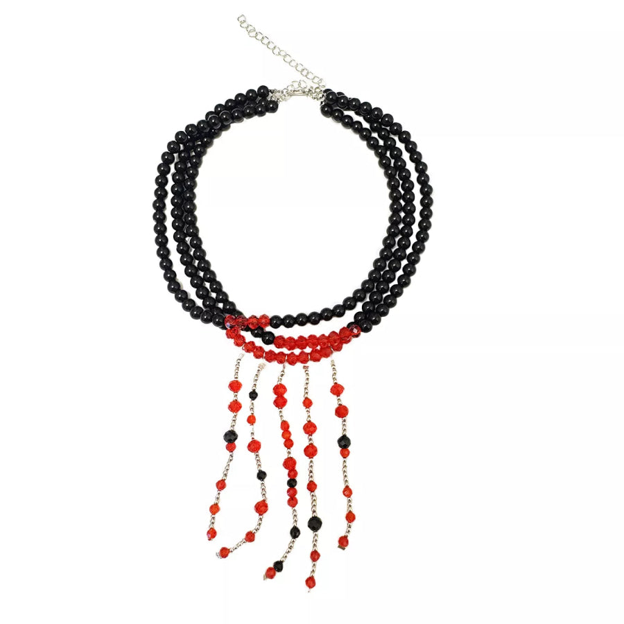 Gothic Multi-Layered Beaded Necklace Apparel and Accessories
