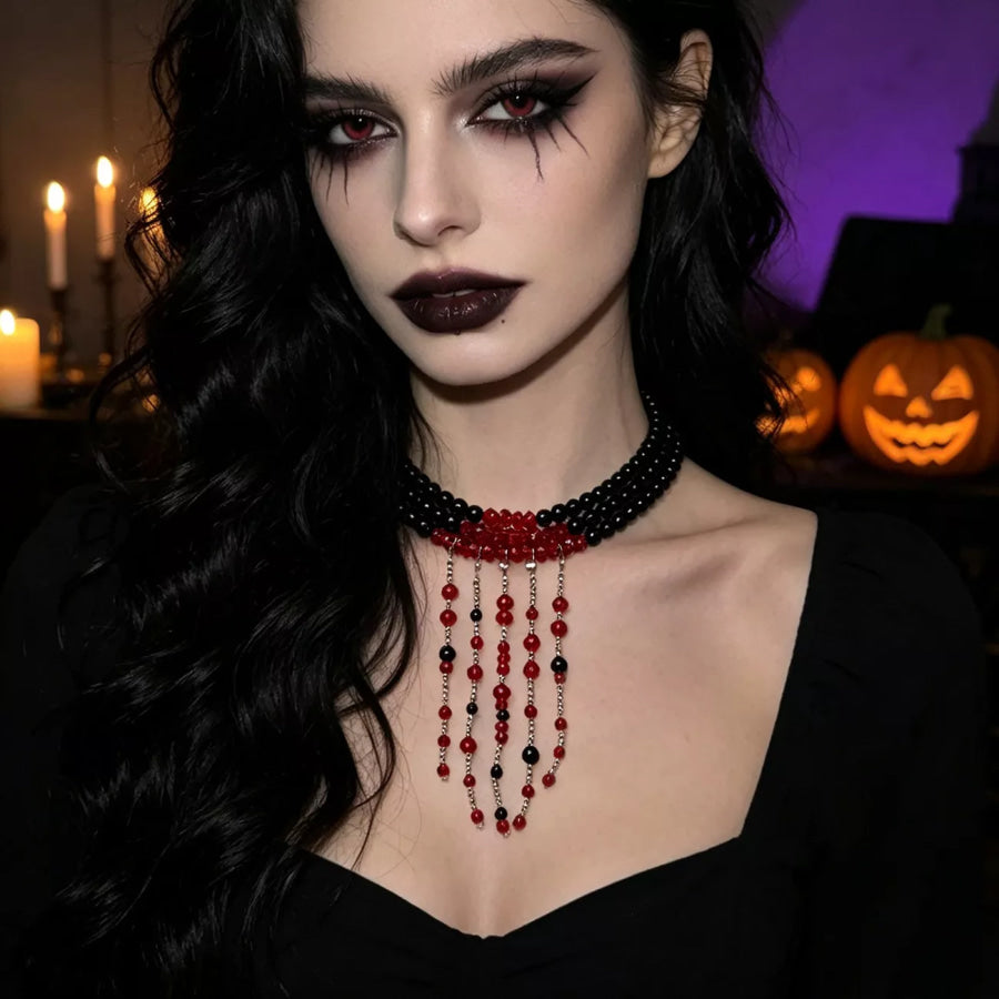 Gothic Multi-Layered Beaded Necklace Apparel and Accessories