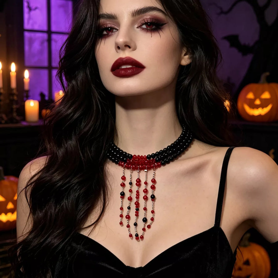 Gothic Multi-Layered Beaded Necklace Apparel and Accessories