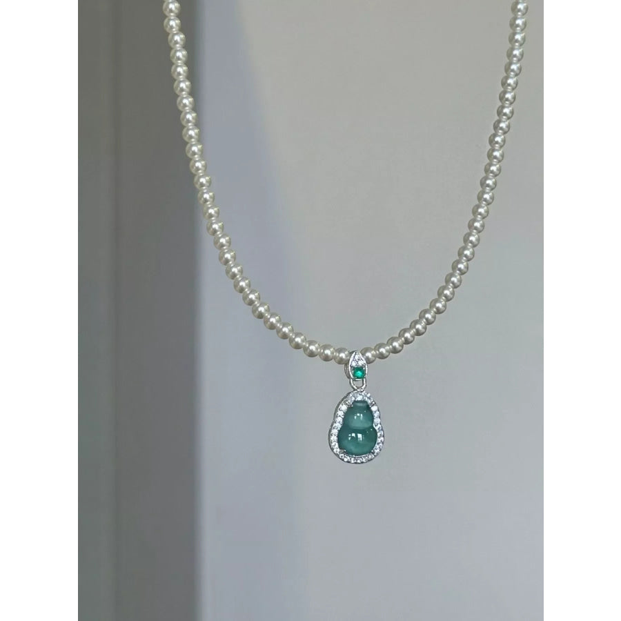 Gourd Pendant Pearl Necklace Silver / One Size Apparel and Accessories