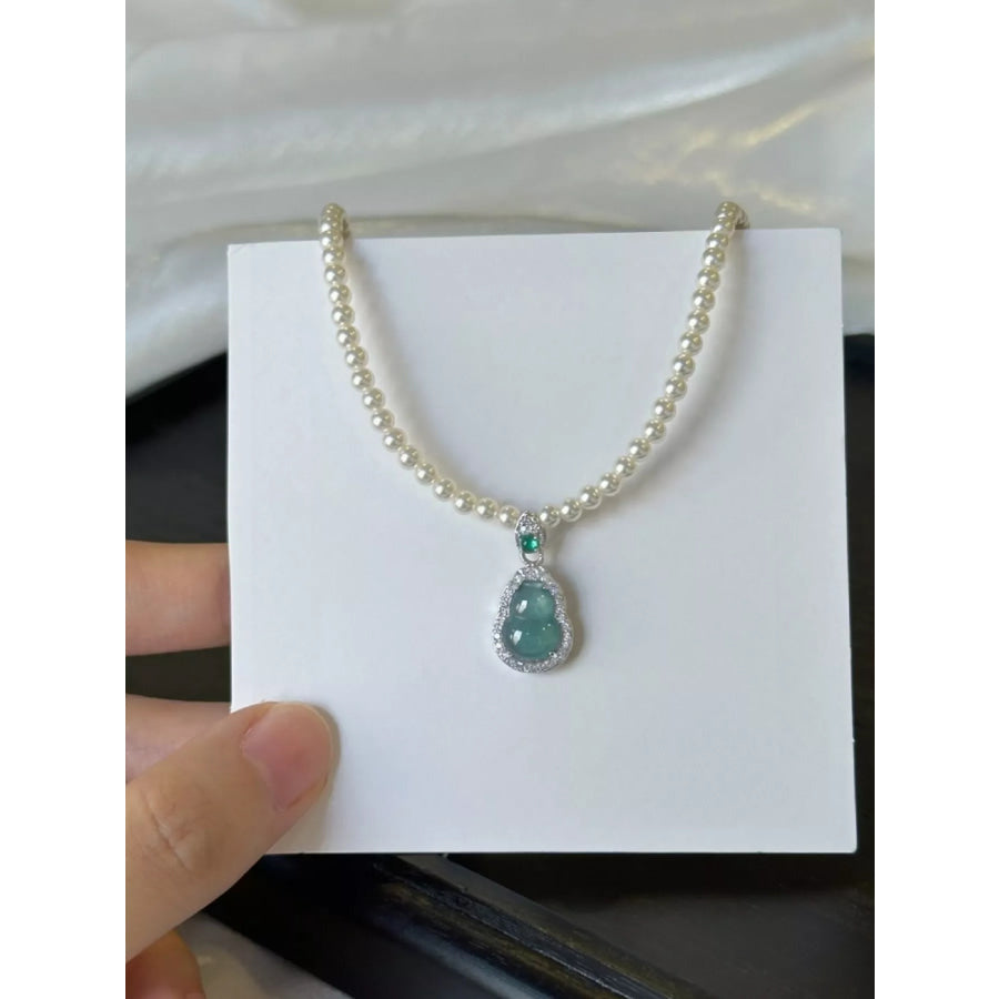 Gourd Pendant Pearl Necklace Silver / One Size Apparel and Accessories