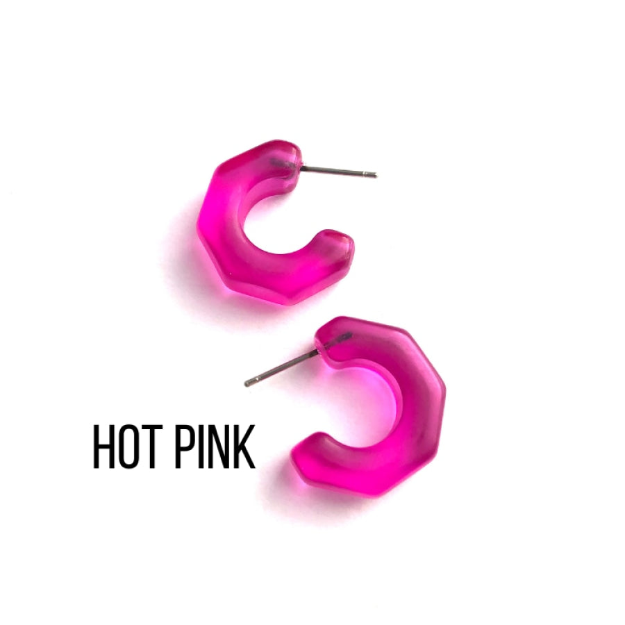 Gracie Hugger Hoop Earrings Hot Pink Gracie Hoop Earrings