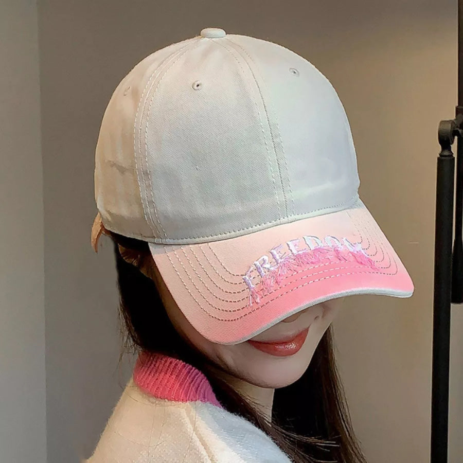 Gradient Embroidered Baseball Cap Beige White / One Size Apparel and Accessories