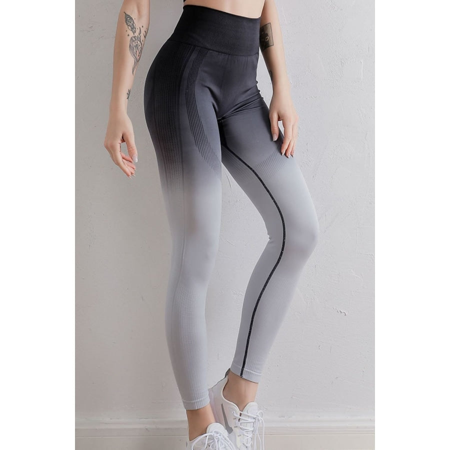 Gradient High Waist Sports Leggings Black/White / S