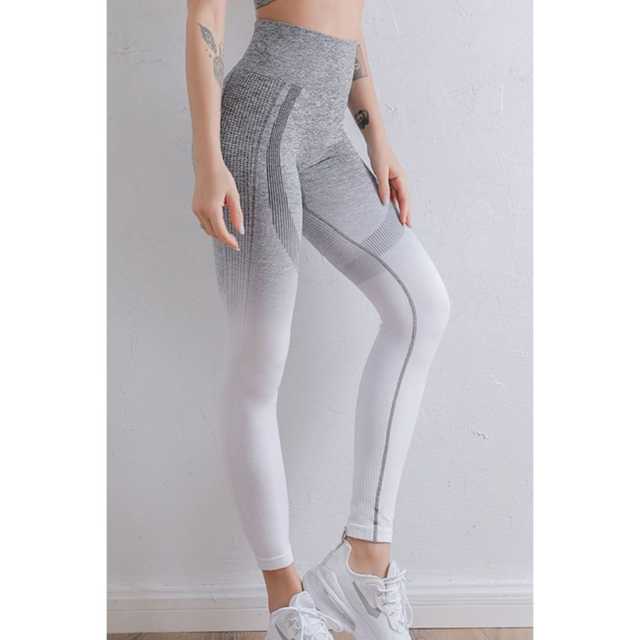 Gradient High Waist Sports Leggings Grey/White / S