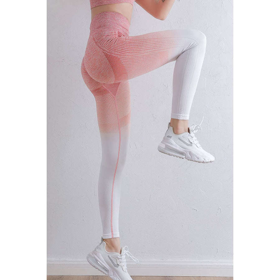 Gradient High Waist Sports Leggings White/Pink / S