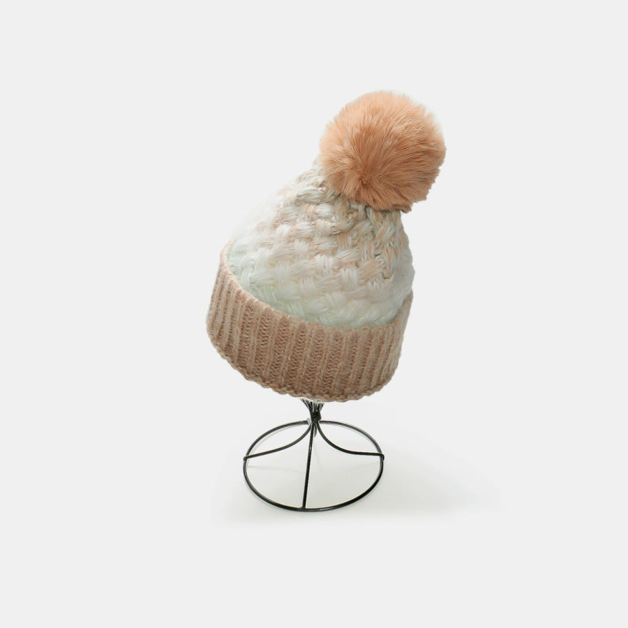 Gradient Knit Hat with Pompom Camel / One Size Apparel and Accessories