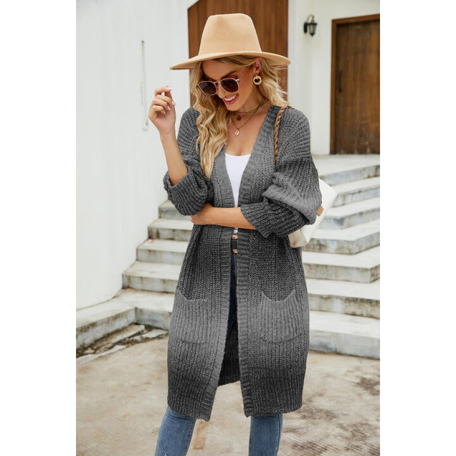 Gradient Open Front Cardigan Charcoal / S Clothing