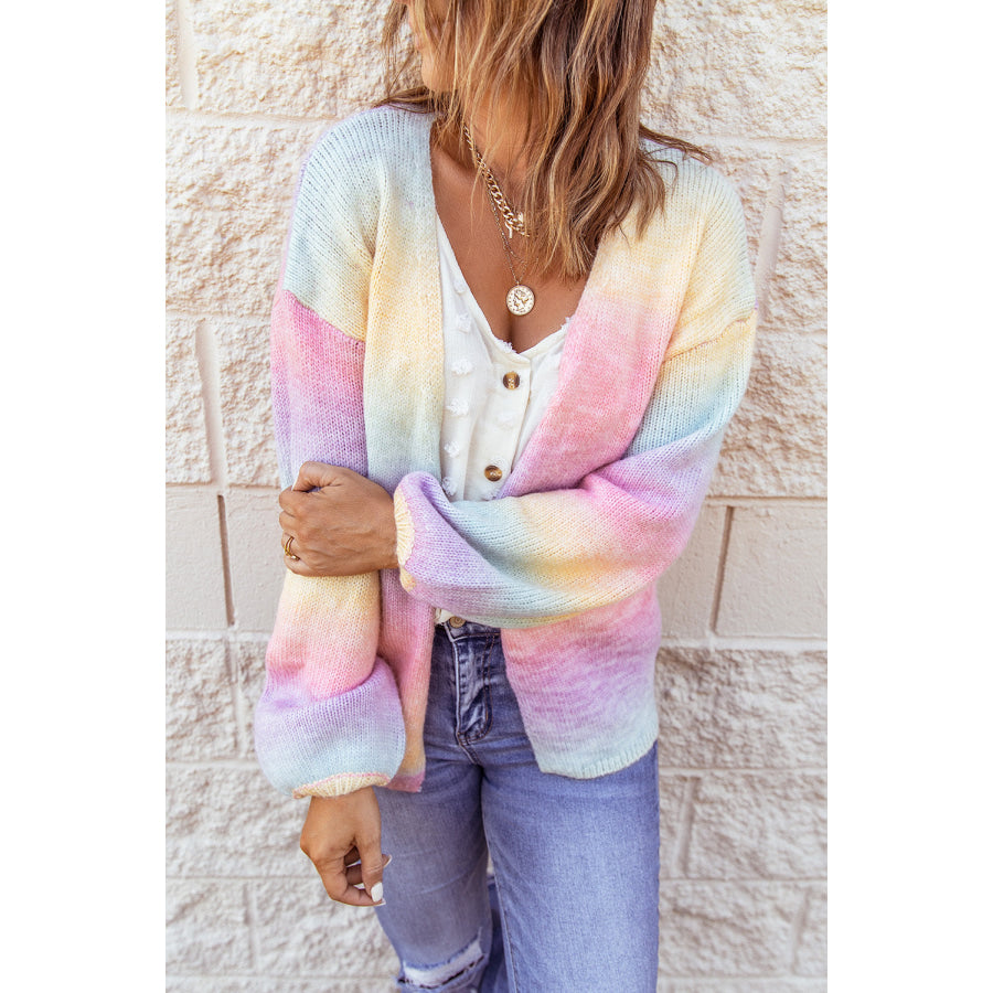 Gradient Open Front Drop Shoulder Cardigan Apparel and Accessories