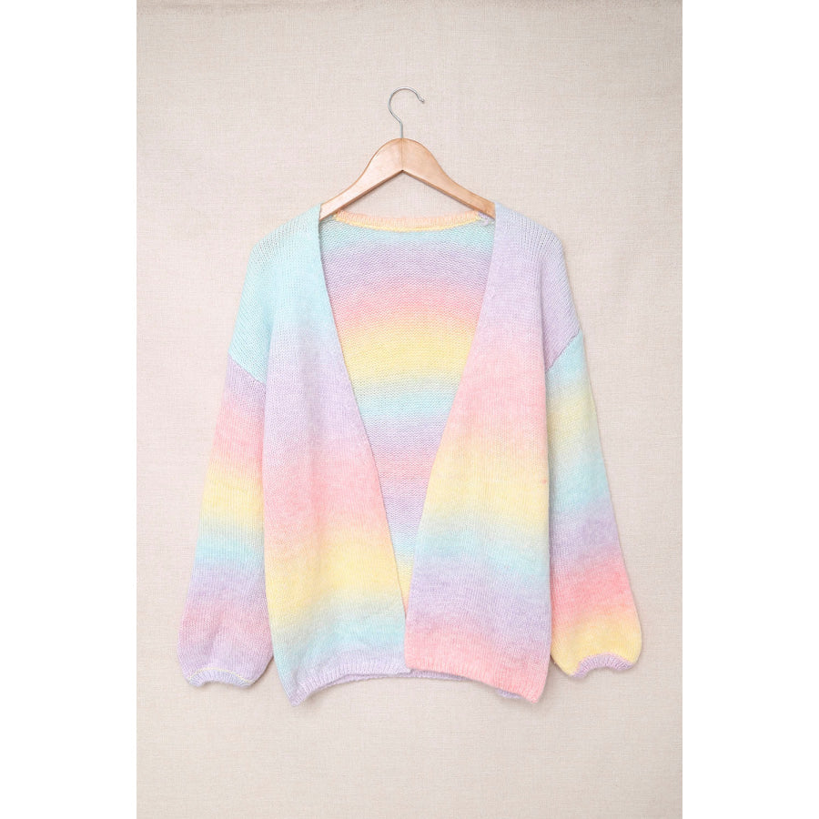 Gradient Open Front Drop Shoulder Cardigan Apparel and Accessories