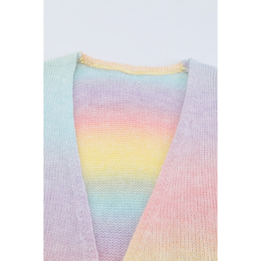 Gradient Open Front Drop Shoulder Cardigan Apparel and Accessories