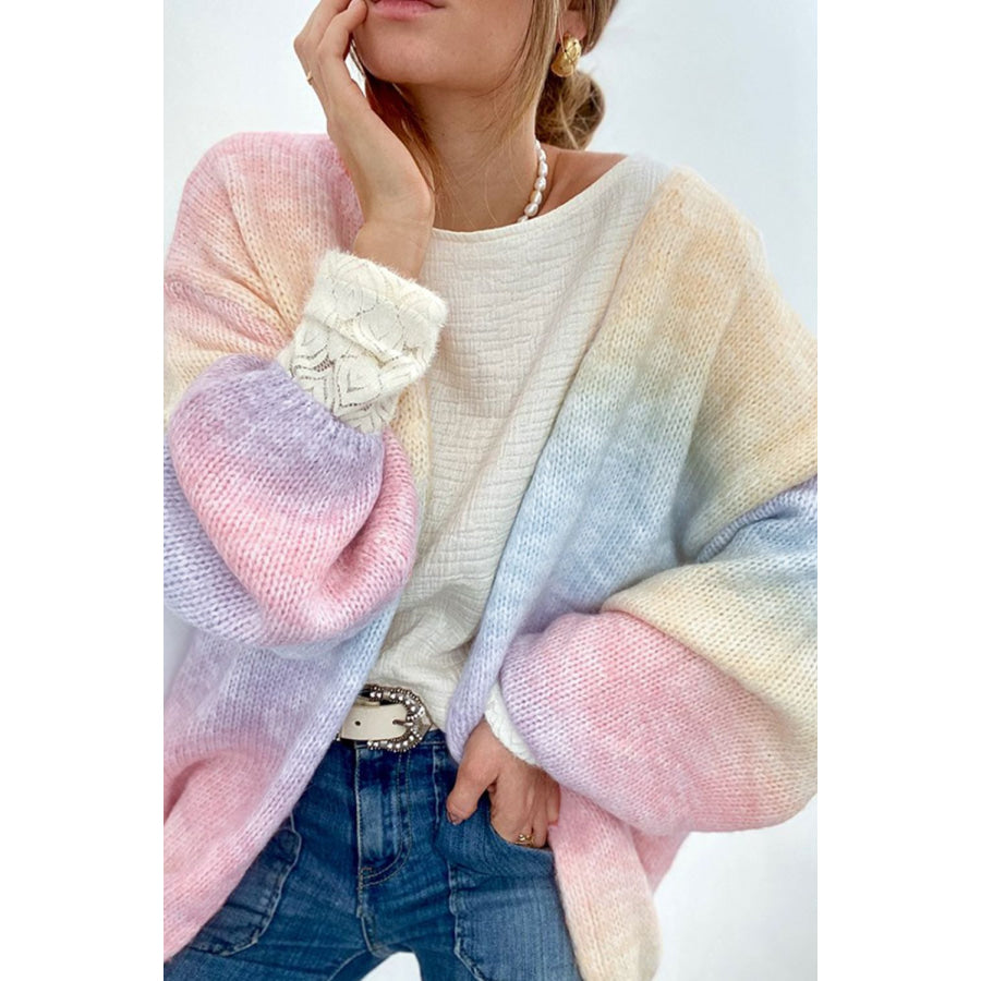 Gradient Open Front Drop Shoulder Cardigan Stripe / S Apparel and Accessories