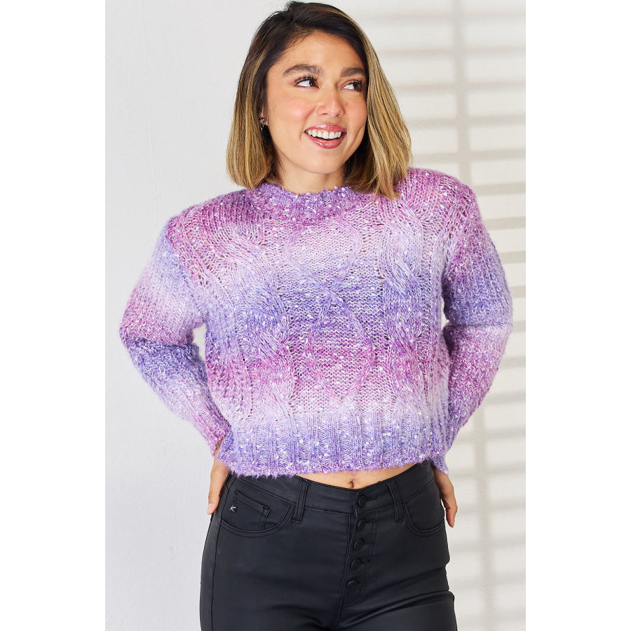 Gradient Round Neck Long Sleeve Sweater Apparel and Accessories